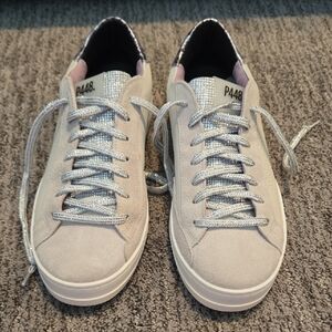 NEW P448 Light Gray Suede Sneakers with Silver Details